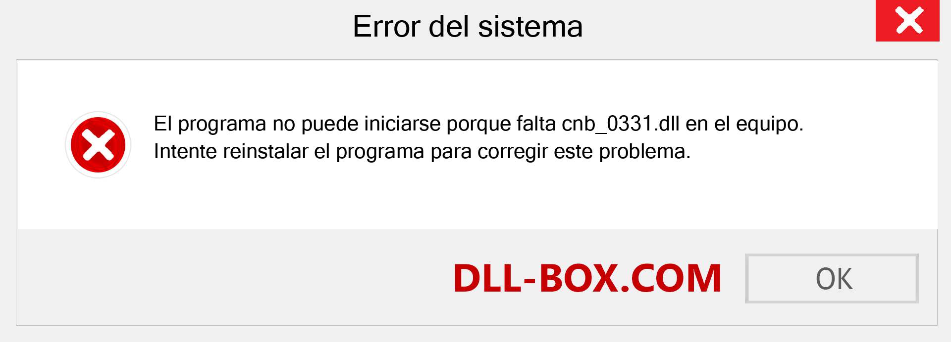 ¿Falta el archivo cnb_0331.dll ?. Descargar para Windows 7, 8, 10 - Corregir cnb_0331 dll Missing Error en Windows, fotos, imágenes