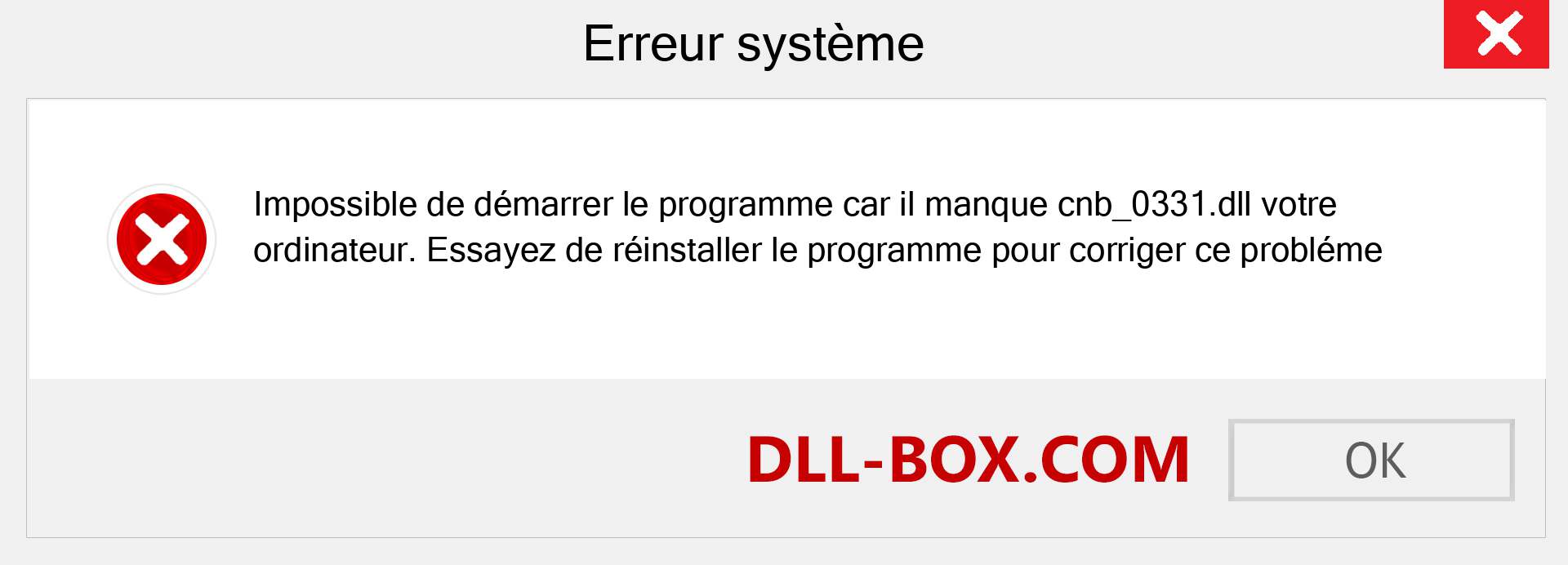 Le fichier cnb_0331.dll est manquant ?. Télécharger pour Windows 7, 8, 10 - Correction de l'erreur manquante cnb_0331 dll sur Windows, photos, images